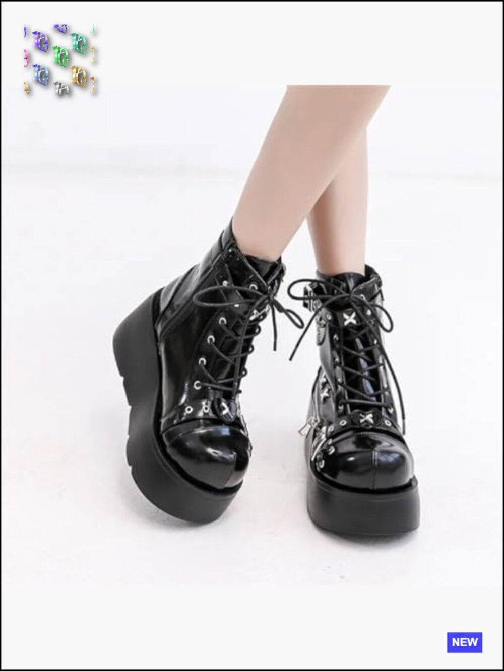 Womens Goth Platform Ankle Boots with Bat Wing Buckles Chunky Block Heels Round - Picture 5 of 6